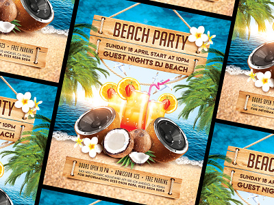 Beach Party Flyer beach beach party cocktail holiday ocean party partying sea season seasons summer summer flyer summer period summer template tropical vacation weekend