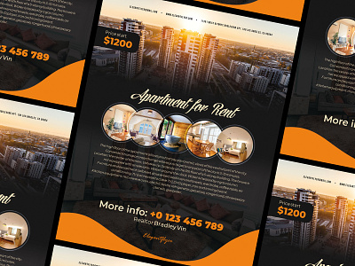Apartment For Rent – PSD Flyer Template agency apartment company flyer offer premium psd realtor templates yellow