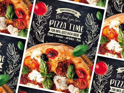 Pizza Time – PSD Flyer Template black delicious fast food flyer flyers food meal pizza premium psd restaurants tasty template templates