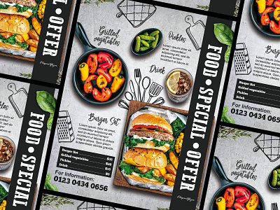 Food – PSD Flyer Template cafe fast food flyer flyers food grill meal offer premium psd restaurants template templates time grilling