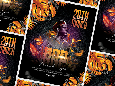 Rap Movement – PSD Poster Template 3d battle black dark gold hip hop hiphop musician palm premium rap trap
