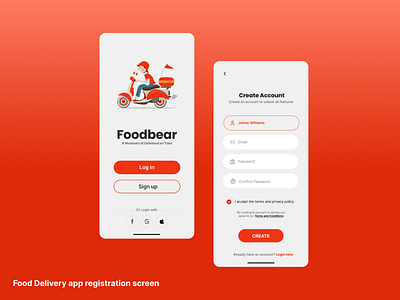 Food Delivery App Screen Design.