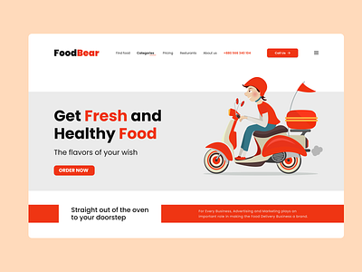 Food Delivery Landing page Design app screen graphic design illustration landing page ui ui design