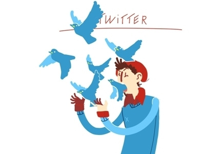 Twitter doodle art bird doodle draw twitter vector