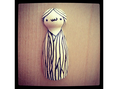 Hairy Lady brooch hairy handmade lady wooden figurine