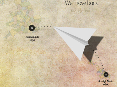 Going Home, v2 destination london malta map paper plane shadow texture travel worn