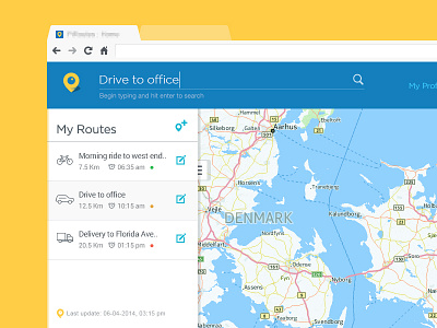 Routes Navigation page draggable gps maps navigation routes search ui