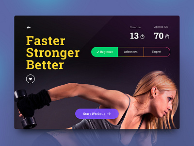 Fitness Card clean fitness flat photoshop sport ui widget