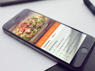 Recipe Card app clean design flat food iphone mobile mobile app recipe ui ux widget