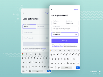 Sign up - #dailyui : Day01 android clean dailyui form material materialdesign mobile sign up signup ui ux