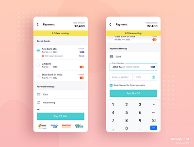 Credit Card Checkout Form - #dailyui : Day02 android card checkout clean credit creditcard dailyui form material materialdesign mobile net banking offer pay payment payment form payment method ui uiux ux