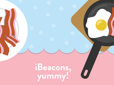 iBeacons bacon beacons blue flat food funny ibeacons kitchen pastel pink vector