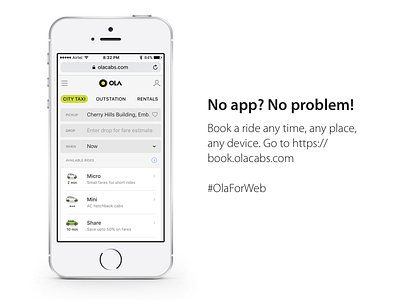 Ola Web mobile olacabs pwa web