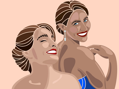 Girls having fun beauty brown earring friend friendship fun girl girl character girl illustration girls illustration laugh laughing lineart lips redlips