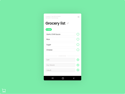 Grocery Shopping List app design flat green grocery list minimal shopping shopping app todo app todolist ui ux