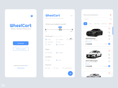 Car Dealership App app car dealer car dealership compare button design grey greyscale logo recommendation secondhand car ui