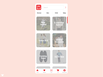 Redesign of Uniqlo Application app design application branding ecommerce fashion app grey logo red uniqlo