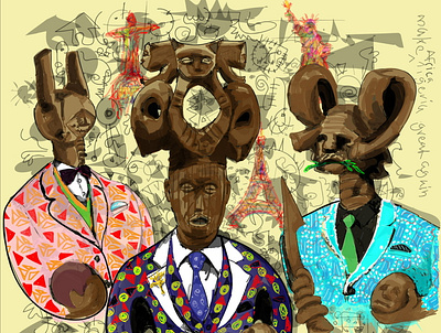 African foreigners (Foreign gods) graphic design illustration