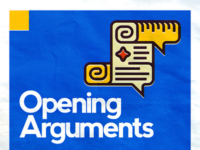 'Opening Arguments' Podcast v.2 bubble icon logo minimal offset paper podcast retro scroll speech