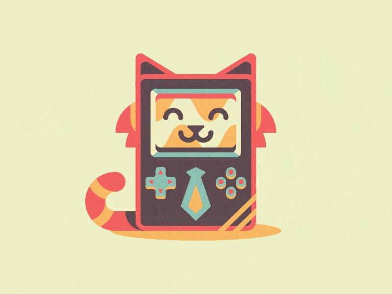 Seizure-inducing Game-Cat bright colors cat game gameboy geometric gif kitty vector video games
