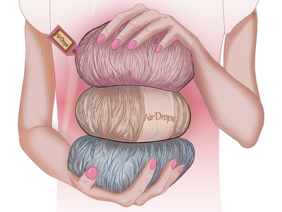 knitting girl hands hold illustration kneet kneeting