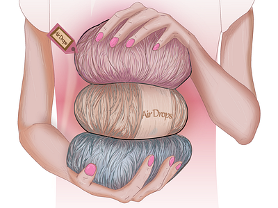 knitting girl hands hold illustration kneet kneeting