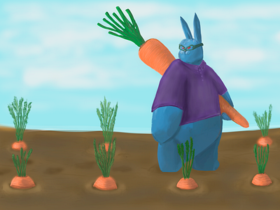 Rabbit in the garden blue carrot carrots garden glasses rabbit t shirt