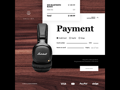 Daily UI 002 - Credit Card Details 100 day challenge 100 day project 100daychallenge daily ui daily ui 002 dailyui dailyui 002 headphones interface marshall ui uidesign uiux uiuxdesign userinterface uxdesign