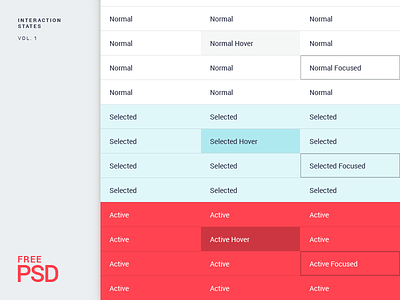 Interaction States - Free PSD active focused free hover interaction states psd selected