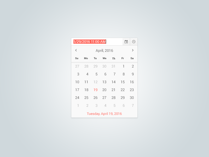 Date & Time Picker component widget ui dropdown calendar time date timepicker datepicker