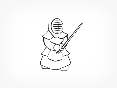 Kendōka kendo kendoka mascot outline warrior