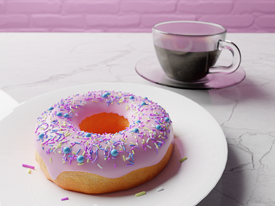 Donut & Coffee 3d blender