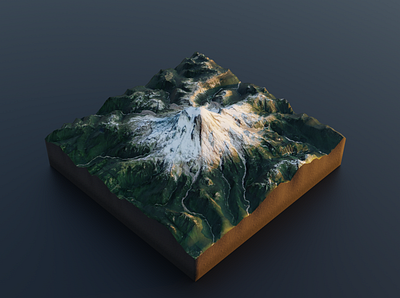 Mount Rainier 3d blender google maps heightmap location map real world terrain