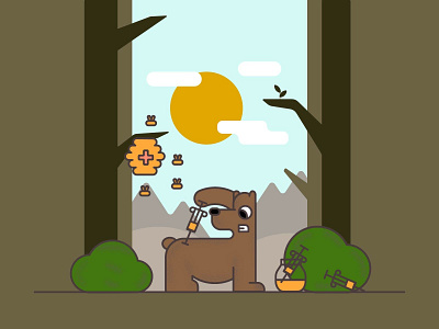 Simple vector illustration Bear and Honey