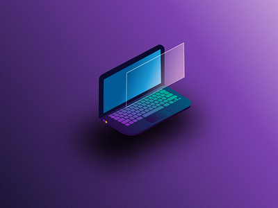Isometric computer (graphic design) cartoon computer graphicdesign illustration isometric isometry laptop purple trend trendy vector