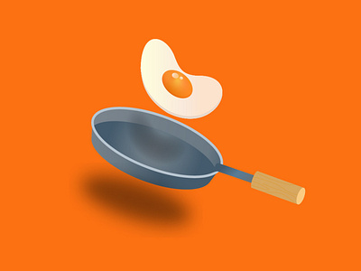 Fried egg on a frying pan cartoon design egg food friedegg graphic graphic design graphicillustration illustration orange pan shadow vector