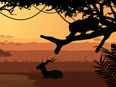 Jungle shade antelope cartoon deers design graphic graphicdesign illustration jungles logo shade shadow sunset tiger trendy vector