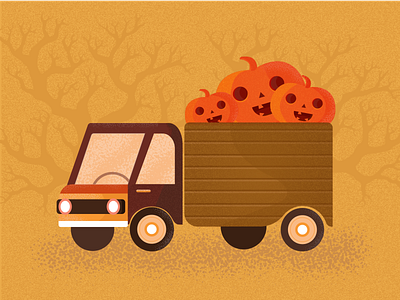 Halloween truck with pumpkins autumn cartoon flat graphicdesign halloween illustration logo november october pumpkins road trendy vector