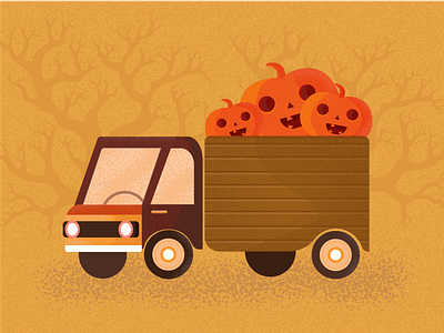 Halloween truck with pumpkins