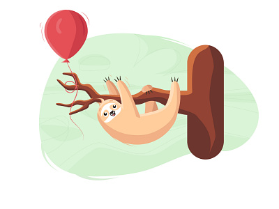 Sloth with a balloon sticker