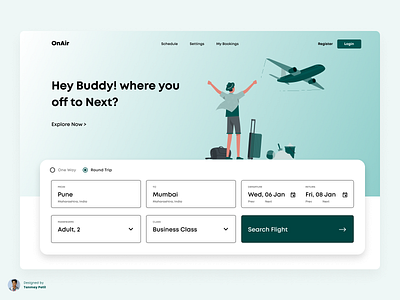 Flight Booking Website Landing Page designer desktop figma flight booking flight search landing page landing page design travelling ui uidesign web design