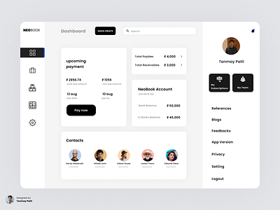 Dashboard design for Neobook dashboad dashboard design dashboard ui figma ui web design webapp design website