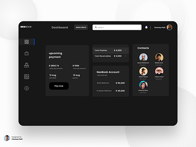 Dashboard design 2 - Dark mode banking bankingapp dashboad dashboard ui figma uiux webapp