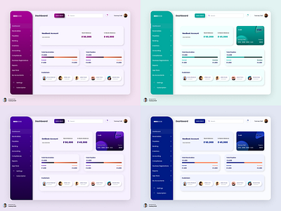 Dashboard colour iterations accounting banking banking dashboard dashboard dashboard design dashboard ui financial uidesign uiux webapp design