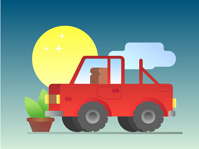 Jeep illustration in the flat style flat illustraion vector vector illustration