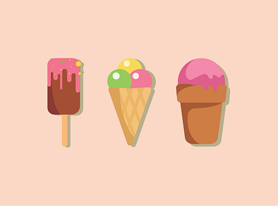 Ice cream flat illustrations flat illustraion minimalism vector