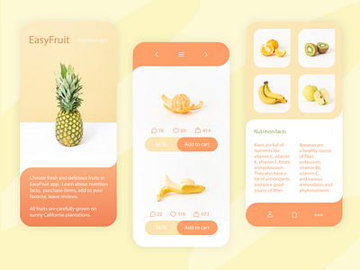 Fresh Fruits ordering app concept app branding design flat icon design icons set minimalism ui ux vector