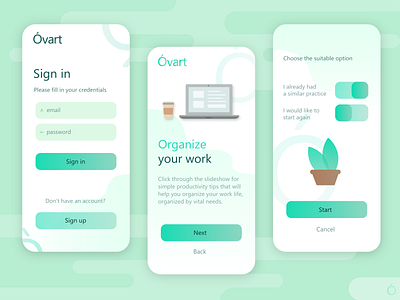 Work organizing app concept