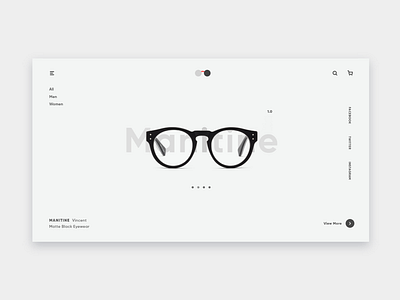 Eye wear website design concept ecommerce flat homepage landing minimal ui web