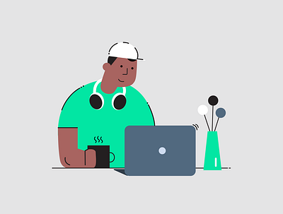 At work art character color flat illustration vector visual design work